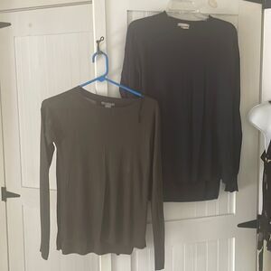 H&M two long sleeved tops  blue & brown size XS